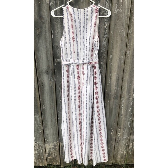American Threads White & Maroon Aztec Long Cape Romper Size Small - Picture 2 of 13
